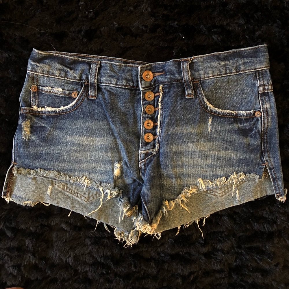 Free People Distressed Denim Shorts